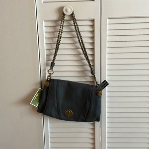 or YANY textured grey leather shoulder purse